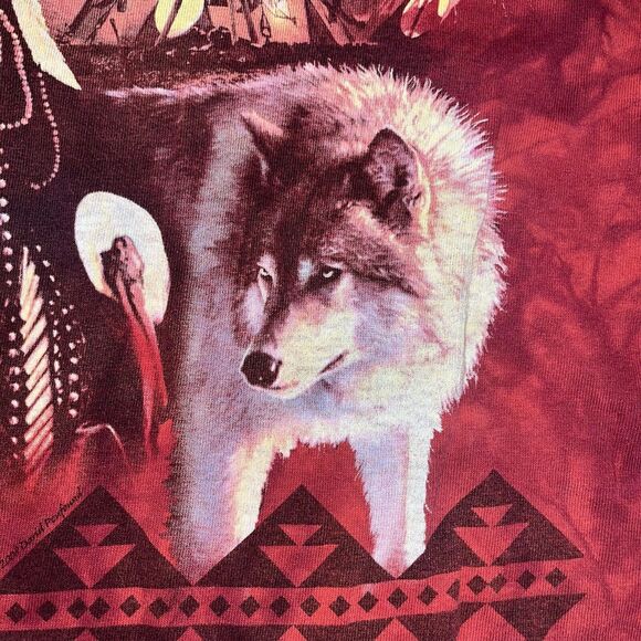 Two (2) The Mountain Native American Graphic Tee Shirts Large Red Tie Dye Blue - Picture 8 of 15